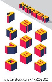 Collection of the isometric numbers. Vector illustration