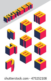 Collection of the isometric numbers. Vector illustration