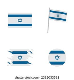 collection of israel flag icons vector template illustration logo design