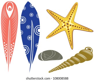Collection of items related to the sea