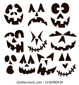 Collection of jack'o'lantern emotions. Vector EPS 10.