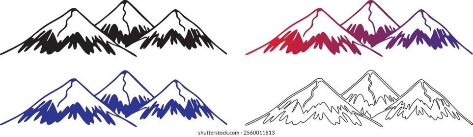 collection of jagged Mountain vector illustration 