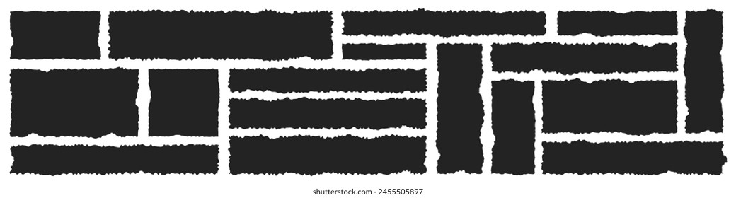 Colección de Anuncios de papel dentados, rasgados, marcos, Ilustración vectorial de cuadro de texto	