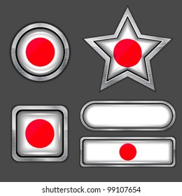 collection of japan flag icons vector