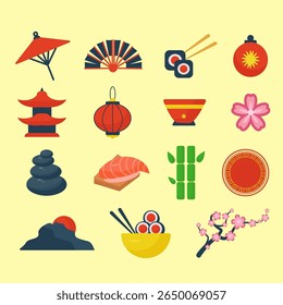 Collection of Japanese and Asian Cultural Elements Design