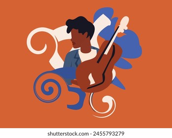 Collection of jazz musicians, jazz music festivals, concerts, events with musical instruments, musicians and singers. Vector illustration in colorful,expressional style design color jazz,poster solo