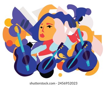 Collection of jazz musicians, jazz music festivals, concerts, eventMulticolored hand-drawn jazz music session poster. Artsy promo flyer or invitation. Colorful coloefull art danger
