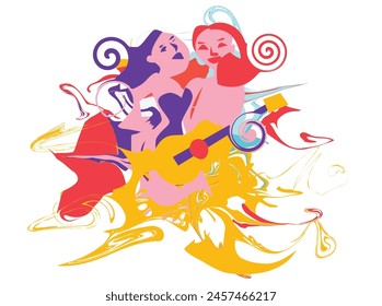 Collection of jazz musicians, jazz music festivals, concerts, events with musical instruments, musicians and singers. Vector illustration in good wine and play a music. 