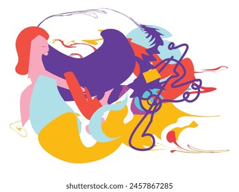 Collection of jazz musicians, jazz music festivals, concerts, events with musical instruments, musicians and singers. Vector illustration in colorful,Female keyboard piano woman