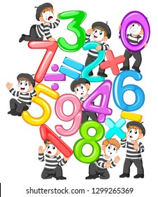 the collection of the jelly number and math tools with the pantomime