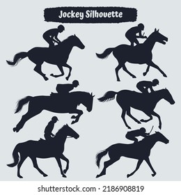 Collection of Jockey silhouettes vector