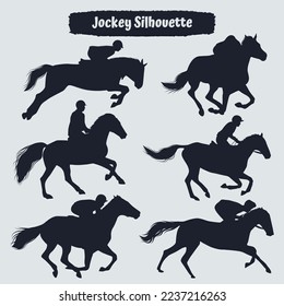 Collection of Jockey silhouettes Vector
