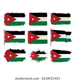 Collection of Jordan Flags with Artistic Brush Strokes