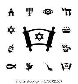 Collection of Judaism icons. Religion solid icon.