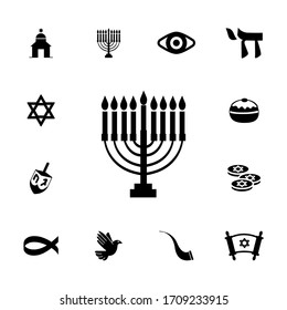 Collection Of Judaism Icons. Religion Solid Icon.