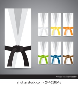 Collection of judo, karate or other martial art  banners looking like a kimono with belt