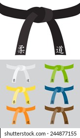 Collection of Judo or other martial art belts in flat design