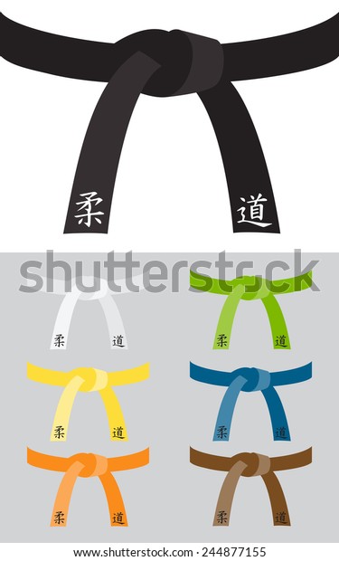 Collection of Judo or other martial art belts in\
flat design