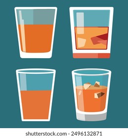 Collection of juice glass isolated illustration, drink glass set