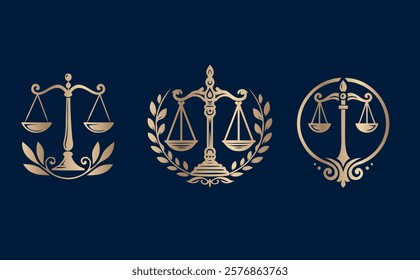 Collection of justice logos, scales and woman, law logo, lawyers and law