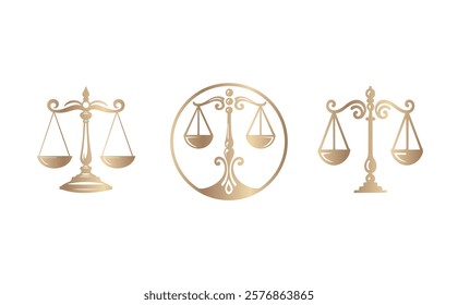 Collection of justice logos, scales and woman, law logo, lawyers and law