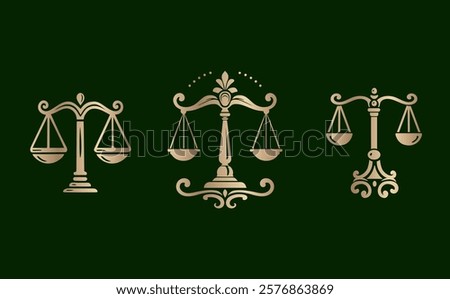 Collection of justice logos, scales and woman, law logo, lawyers and law