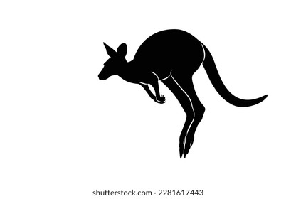 Collection of kangaroo silhouettes. Kangaroo silhouette. Black color. Vector illustration.