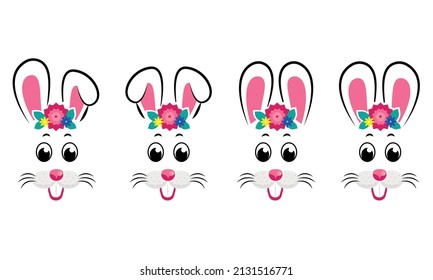 Collection of kawaii Easter bunnies. Easter Bunnies. Vector illustration