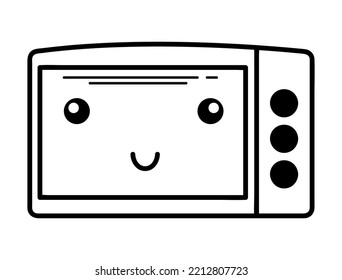 Collection of Kawaii Sketches or Doodles, Home Appliances decorated with Facial Expression Emoticons