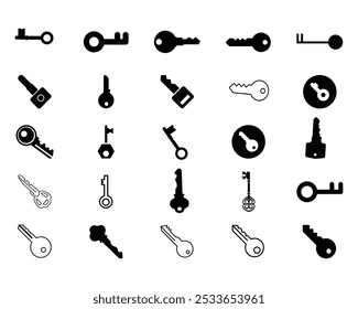 Colección de íconos o símbolos clave, archivo ilustrador de Vector.
