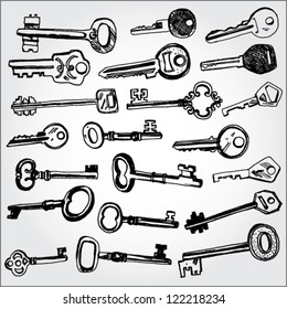 Collection of Keys Hand Drawn