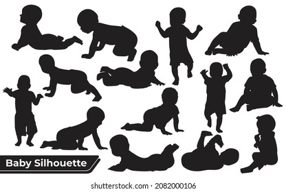 Collection of Kid and baby silhouette