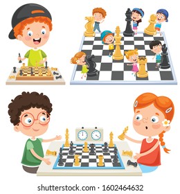 Collection Of Kids Playing Chess