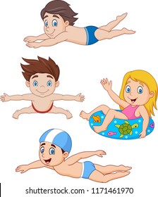 Collection of kids swimming collection set