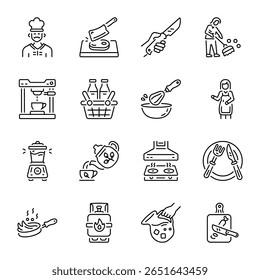 Collection of Kitchen Doodle Style Icons 

