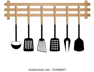 Collection of kitchen spatula set ,Vector illustrations.
