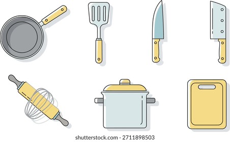 Colección de utensilios de cocina y utensilios de cocina