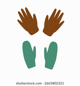 A collection of knitted warm winter clothes. Autumn and winter accessories. Vector illustration