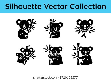 Sammlung von Koala-Silhouetten einzeln auf weißem Hintergrund