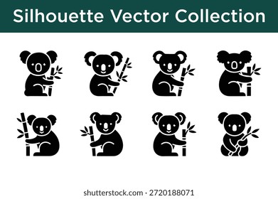 Sammlung von Koala-Silhouetten einzeln auf weißem Hintergrund