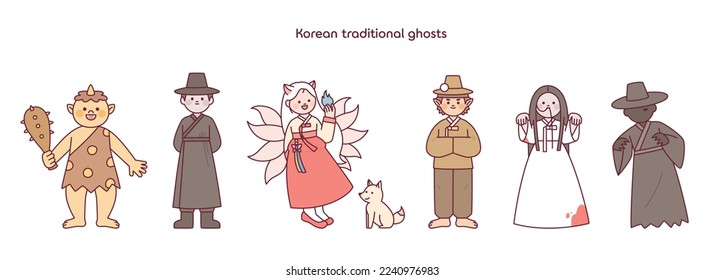 A collection of Korean ghost characters. Goblin, reaper, gumiho, virgin ghost