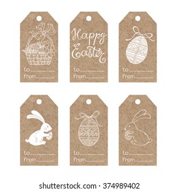 Collection of  kraft paper tags with  Easter motifs.