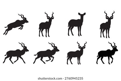 Collection of kudu silhouettes set