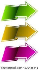 Collection label with arrow and curled up side in different color