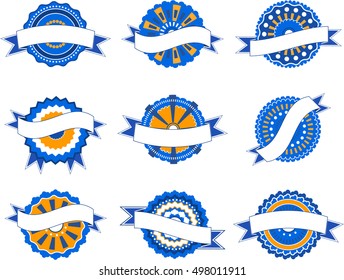 Collection of labels in blue as a template