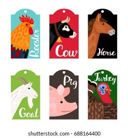 Collection of labels with different animals