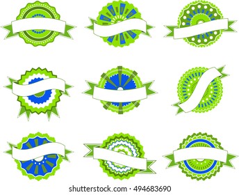 Collection of labels in green as a template