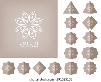 Collection of labels, hang tags with geometric trendy logo design. Isolated design elements.