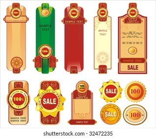 Colección de etiquetas para un producto. Plantilla de etiquetas con elementos de diseño definidos