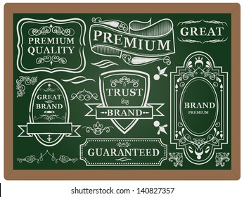 Collection of Labels with retro vintage styled design. Set of calligraphic and typographic elements, frames, vintage labels. Vector.